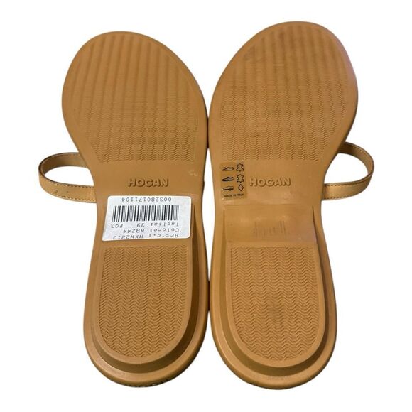 NEW Hogan Women's Double Plait Leather Apricot Slip-on Sandals 39 9 - Picture 6 of 8